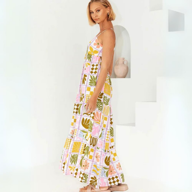 Vestido Longo Feminino Estampado Flores